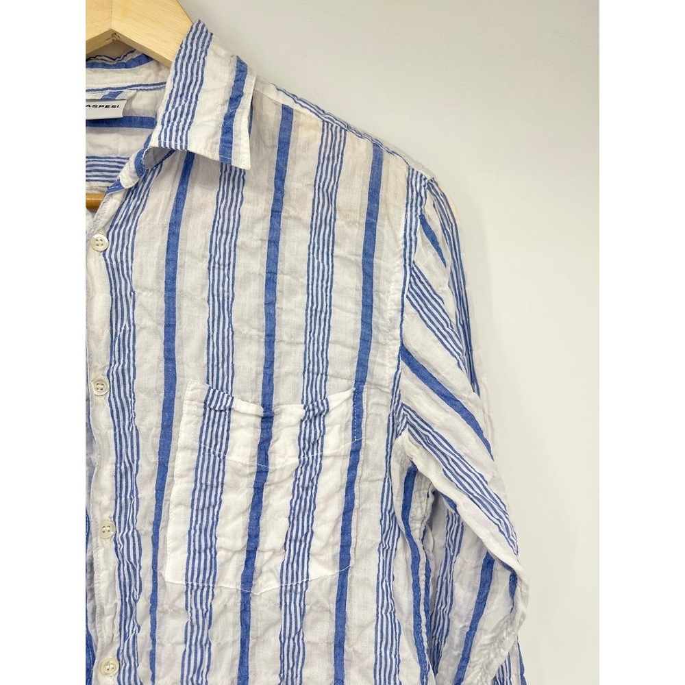 Aspesi Womens Blue White Striped Seersucker Button Down Shirt Long Sleeve Size S - Picture 5 of 7